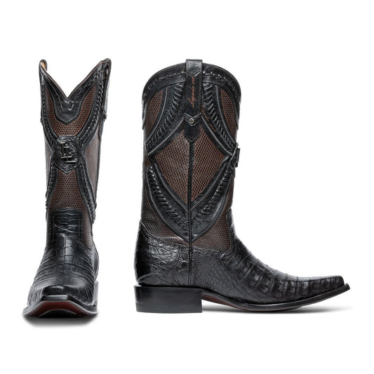 Bota Urbana en Piel Exótica de Caimán Negro Berlin