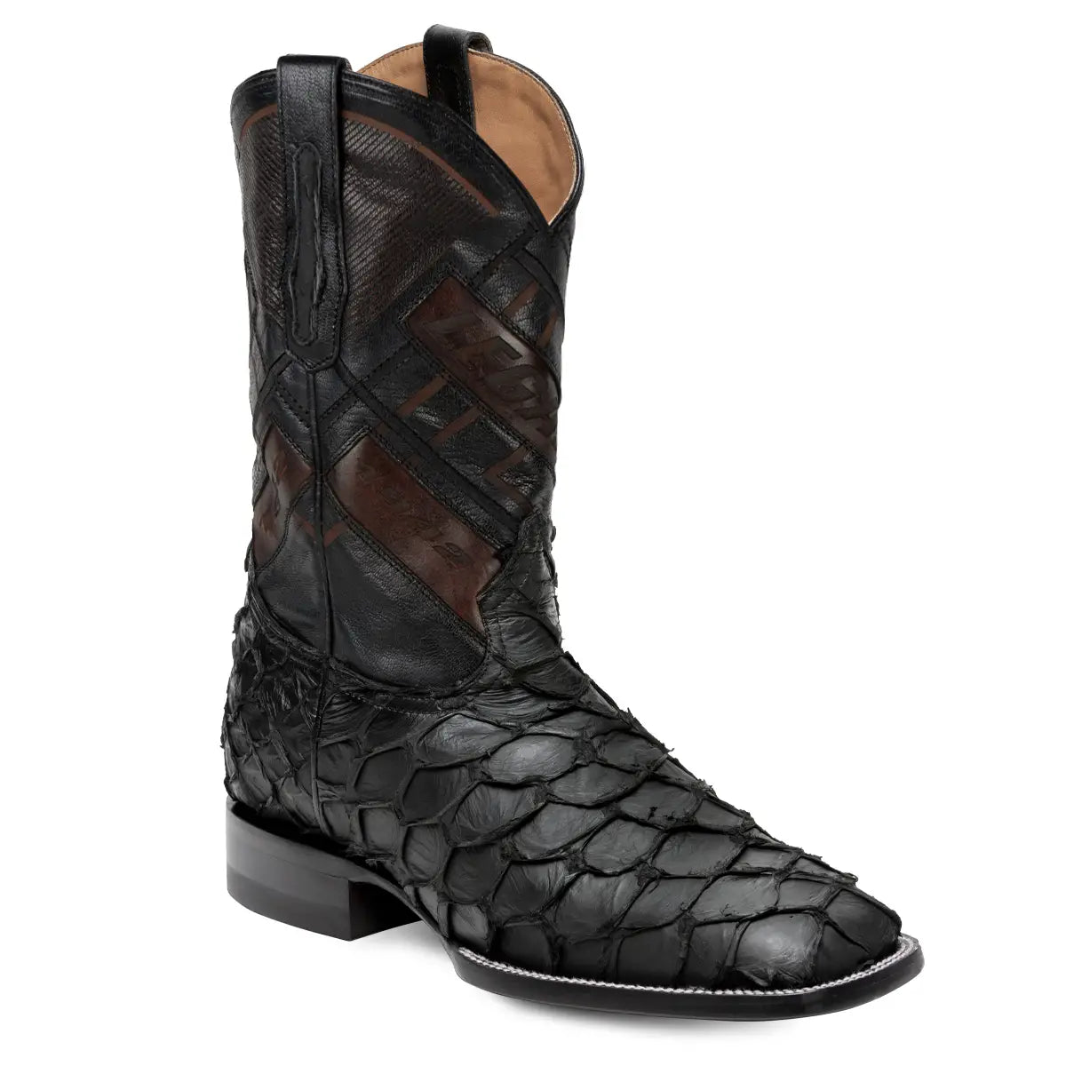 Bota Exótica en Piel de Pirarucú Negro Legacy
