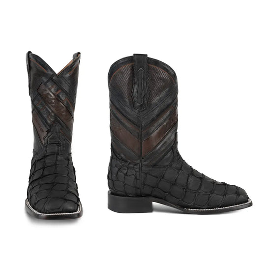 Bota Exótica en Piel de Pirarucú Negro Legacy