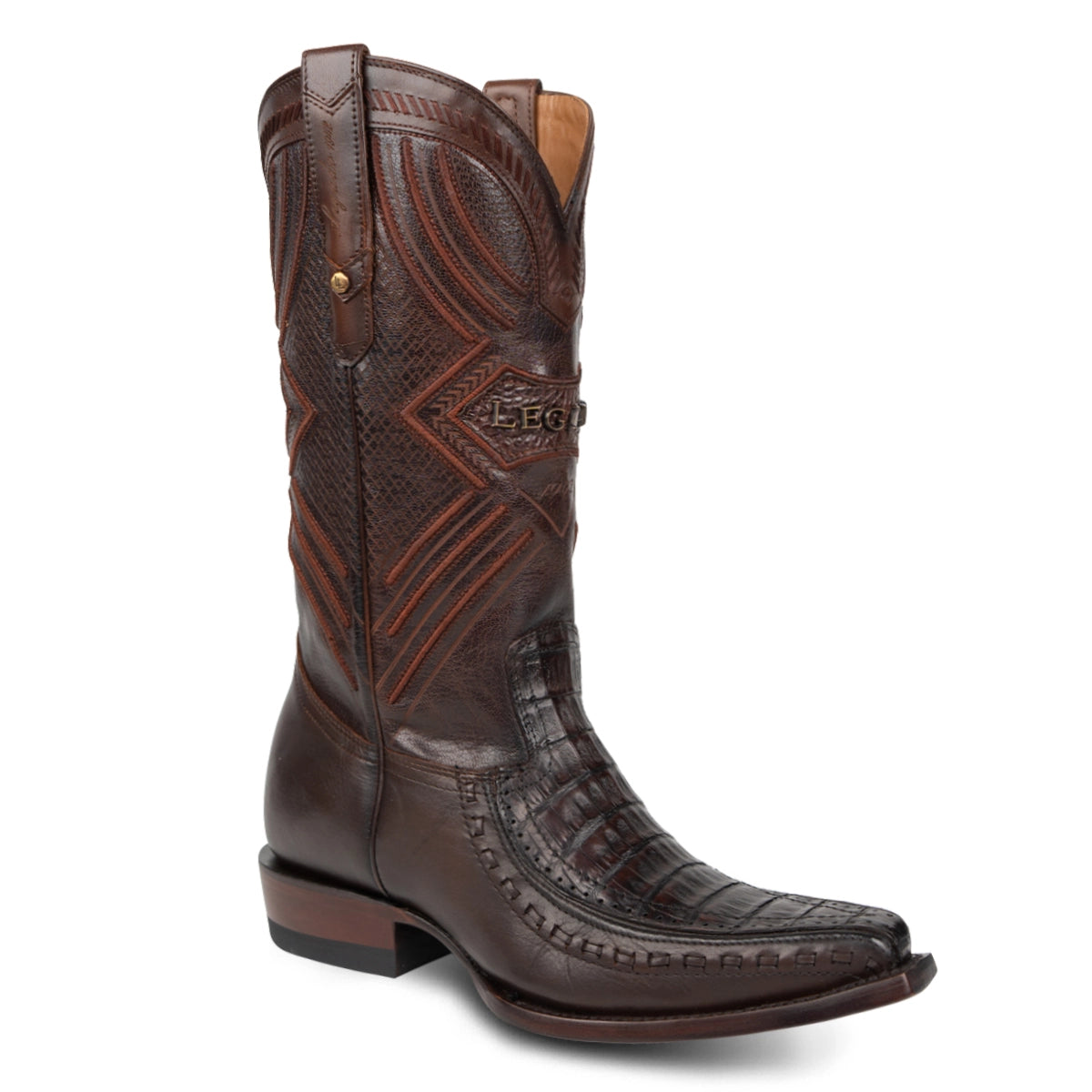 Bota Exótica con Floreta Caimán Café Hamilton